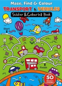 Image of Maze Find and Colour Book - Transport and Vehicles Book