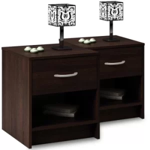 Image of Bedside Table 2Pcs Wenge Design 50x40x35cm