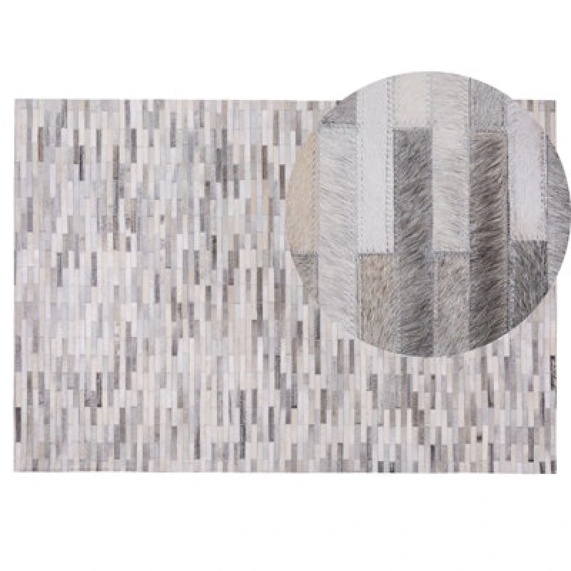 Image of Beliani Rug Ahilli Grey 140 X 200 Cm Leather