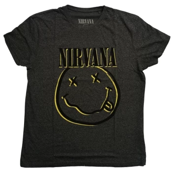 Image of Nirvana - Inverse Smiley Unisex Large T-Shirt - Grey/ Black
