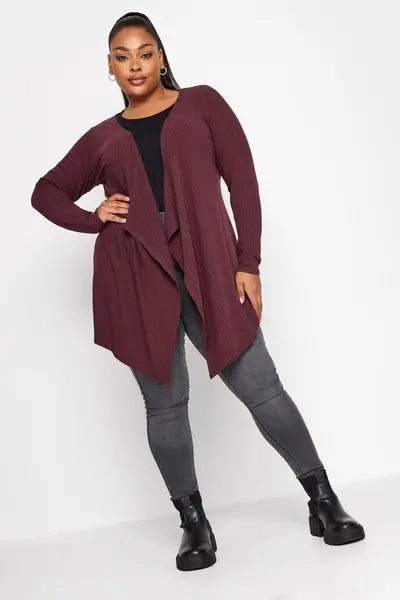 Image of Yours Waterfall Cardigan Red