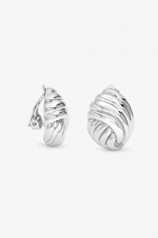 Image of Jon Richard Womens Silver Plated Shell Clip Earrings Silver Female One Size