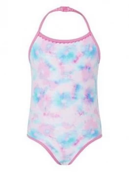 Image of Accessorize Girls Tie Dye Printed Swimsuit - Pink, Size Age: 9-10 Years, Women