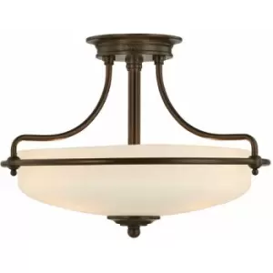 Image of Loops - 3 Bulb Semi Flush Light Palladian Bronze LED E27 100W Bulb
