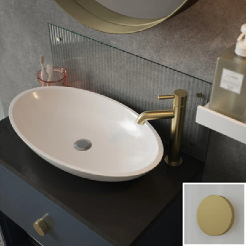 Image of Clear Fluted Glass Bathroom Splashback With Brass Caps 250 X 500 X 4Mm, Clear SB54311