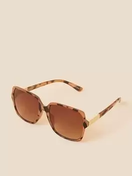 image of Accessorize Milky Tort Square Sunglasses, Brown, Women