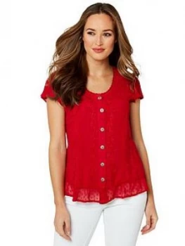 image of Joe Browns Radiant Embroidered Blouse, Red, Size L, Women