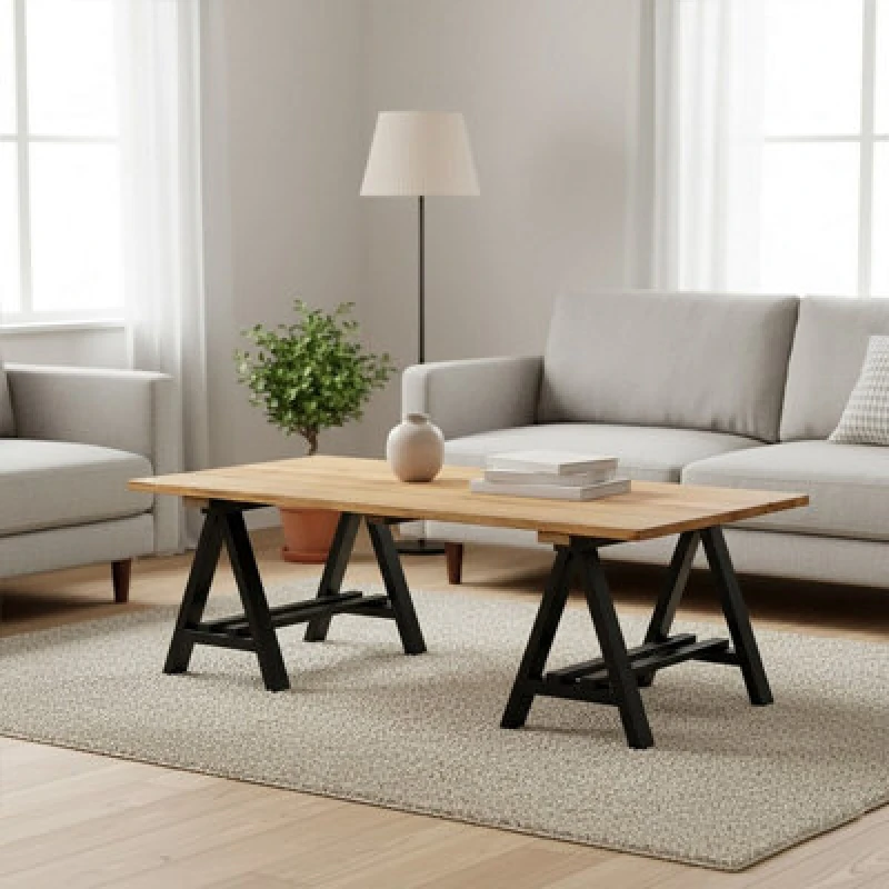 Image of Orsina Hampstead Pine Wood And Iron Coffee Table