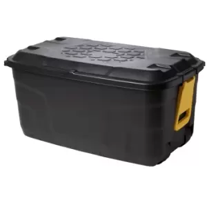 Strata Heavy Duty Black 145L Plastic Stackable Nestable Storage Trunk