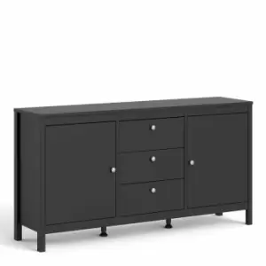 image of Madrid 2 Door Sideboard with 3 Drawers, black