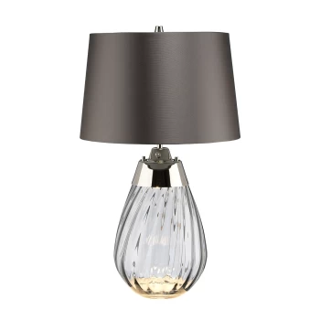 Image of Lena 2 Light Small Smoke Table Lamp, Smoke-tinted Glass , Slate Shade, E27