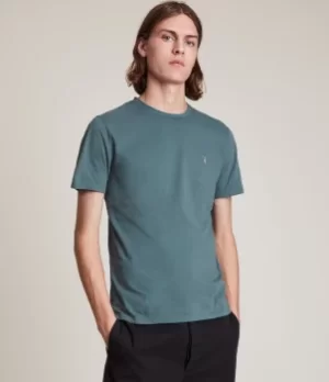 Image of AllSaints Mens Brace Contrast Crew T-Shirt, Adventurer Blue, Size: S