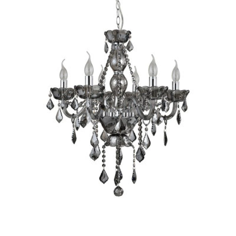 Image of Premier Housewares Interiors by Premier Murano 8 Bulb Glass Chandelier Grey
