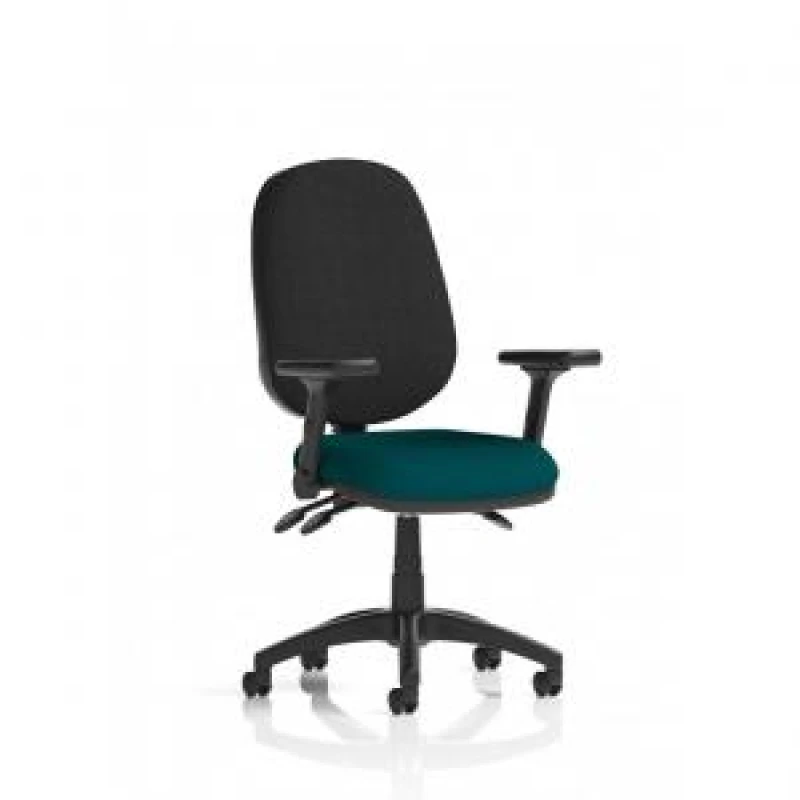 Image of Eclipse Eclipse Plus III Lever Task Operator Chair Bespoke Colour Seat Maringa Teal With Height Adjustable And Folding Arms KCUP1766