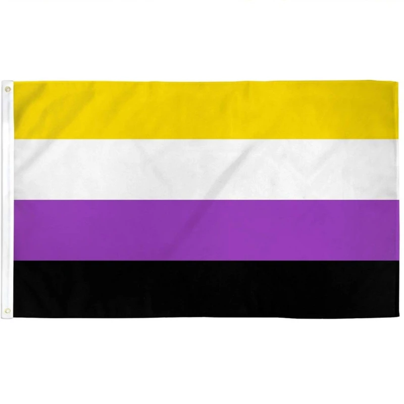 Image of Shatchi Non-binary Flag Lesbian Love Gender Diversity Trans/LGBTQ/Pansexual/Non-Binary/Genderfluid Celebration Support 5ft x 3ft Multi unisex