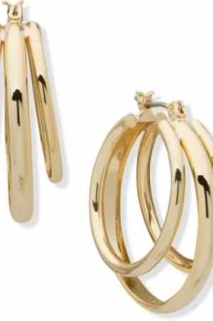 Image of DKNY Jewellery Gold Coloured 28mm 3 Row Hoop Earrings 60558349-887