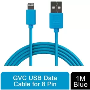 image of GVC USB To 8 Pin Data Cable - 1 Metre, Blue