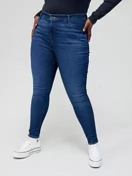 image of Levis Plus 720 High Rise Super Skinny Jean - Dark Blue Size 14, Inside Leg Short, Women