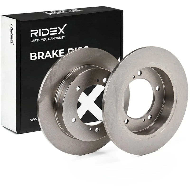 Image of RIDEX 82B1211 Brake disc Front Axle, solid, Cast Iron, Uncoated, Untreated, without bolts/screws Cast Iron Brake Disc (82)