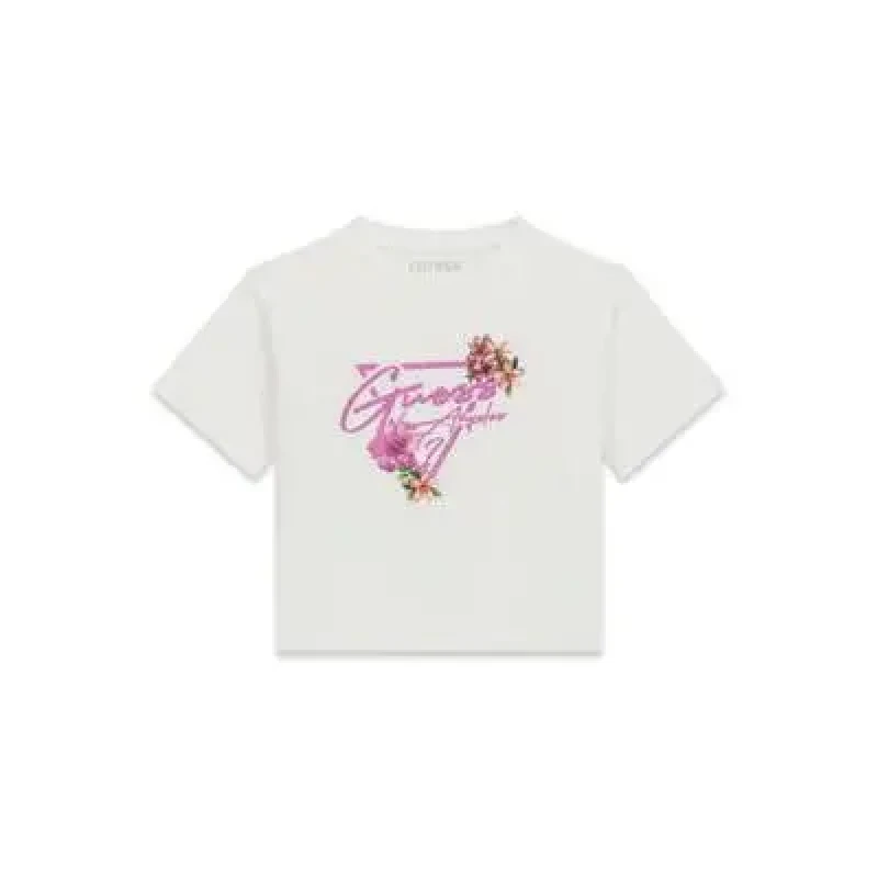 Image of Guess Girl's crop T-Shirt Guess Blanc Female 14 ans