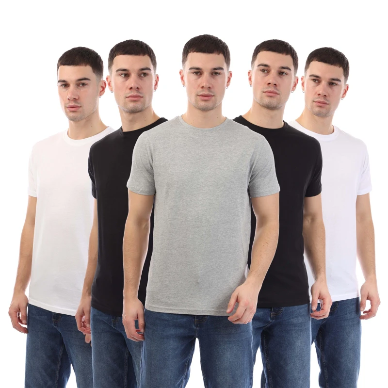 Image of Duck and Cover Caplaz Print Sleeve 5 Pack T-Shirts Multi Colour male L