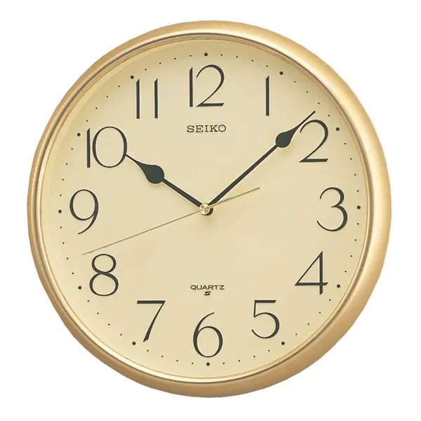 Image of Seiko Quartz Wall Clock with Arabic Numerals - Gold