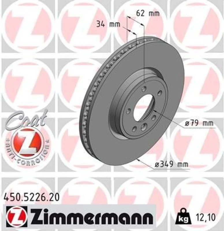 Image of ZIMMERMANN Brake disc ZIMMERMANN 450.5226.20