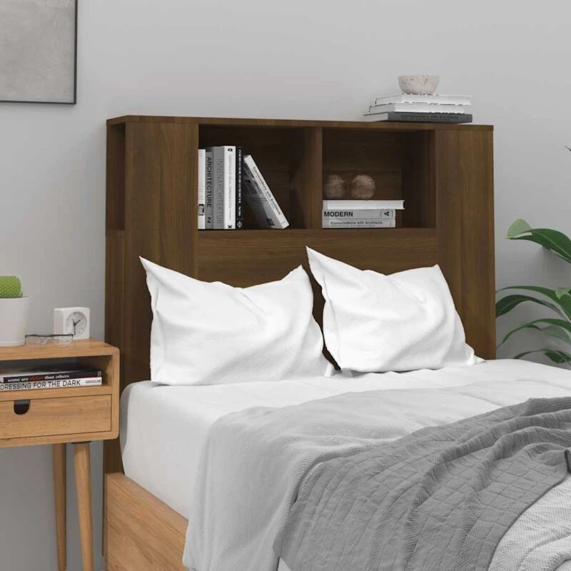 Image of Vidaxl Headboard Cabinet Brown Oak 100X18.5X104.5 Cm, Brown 817266