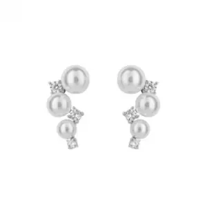 image of Shell Pearl Bubble Zirconia Stud Earrings E6192