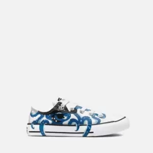 image of Converse Kids Chuck Taylor All Star Octopirate Print Trainer - White/Marina Blue/Black - UK 1 Kids