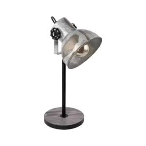 Image of Table Lamp Desk Light Brown Patina & Black Wood & Steel 1 x 40W E27 Bulb