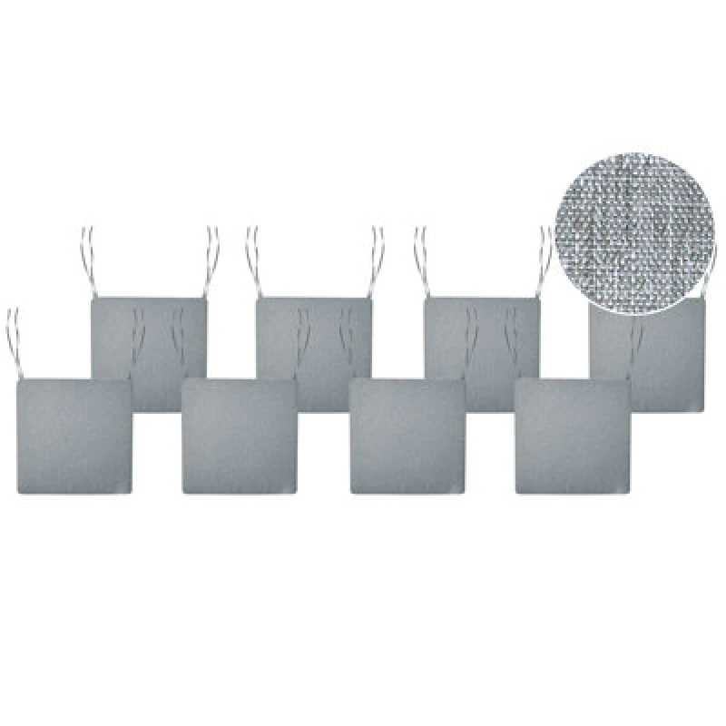 Image of Beliani Set Of 8 Garden Chair Cushions Sassari Premium 46 X 46cm Grey Melange