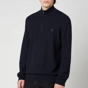 Polo Ralph Lauren Mens Cotton Quarter Zip Jumper - Navy Heather - XL