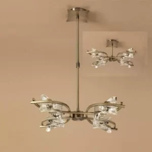 image of Kromo Convertible Telescopic Semi-Ceiling Light 4 Bulbs G9, antique brass