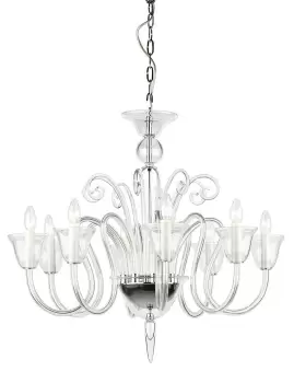 image of Saskia Curved Clear Glass 8 Arm Chandelier