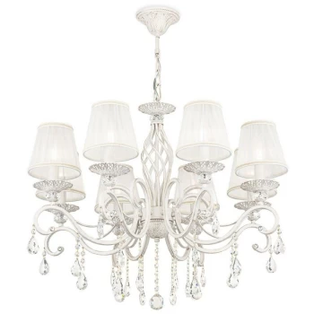 Image of Maytoni Lighting - Grace Chandelier White with Gold & Crystal, with Shades, 8 Light, E14