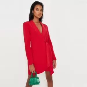 Missguided Tie Side Blazer Dress - Red