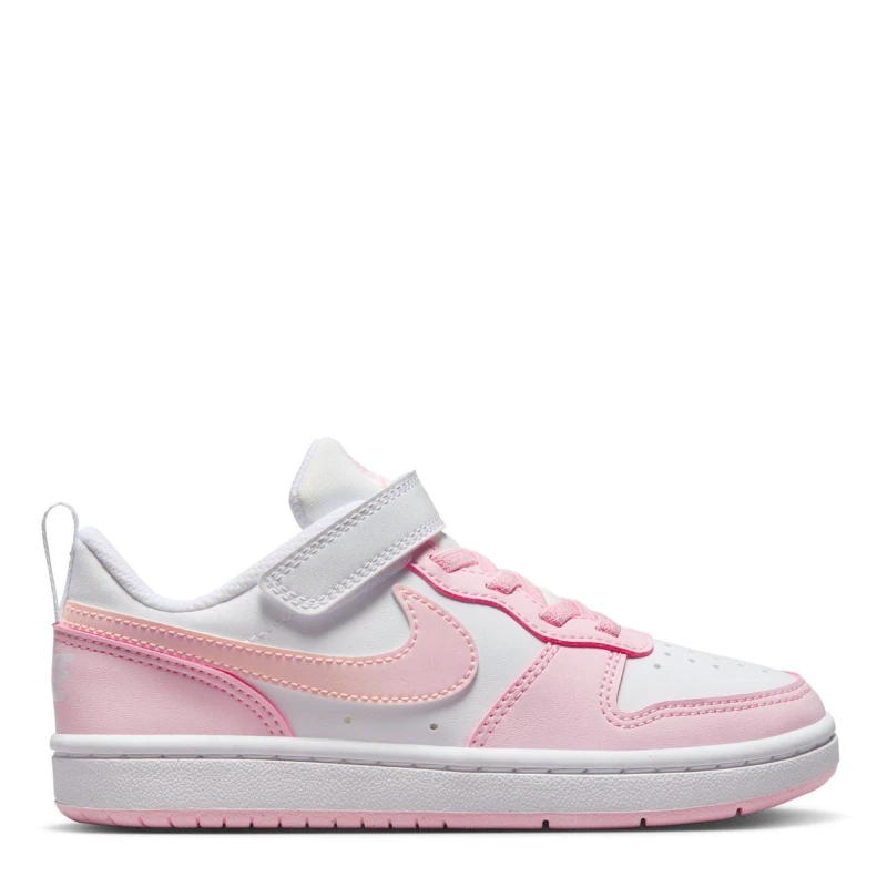 Image of Nike Court Borough Low Recraft Shoes Childrens. White/Pink female C10 (27.5)