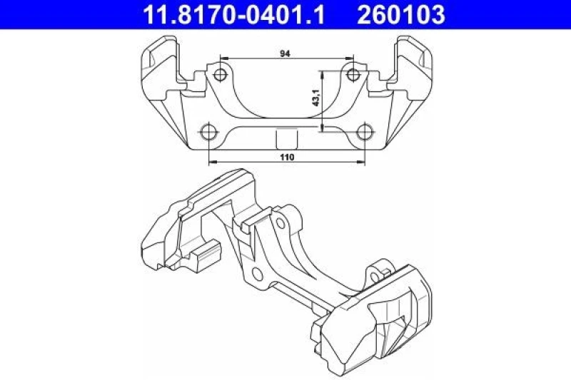 Image of ATE 11.8170-0401.1 Caliper Bracket Carrier,brake caliper (1009)