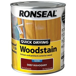 image of Ronseal Quick Drying Woodstain - Satin Deep Mahogany 750ml