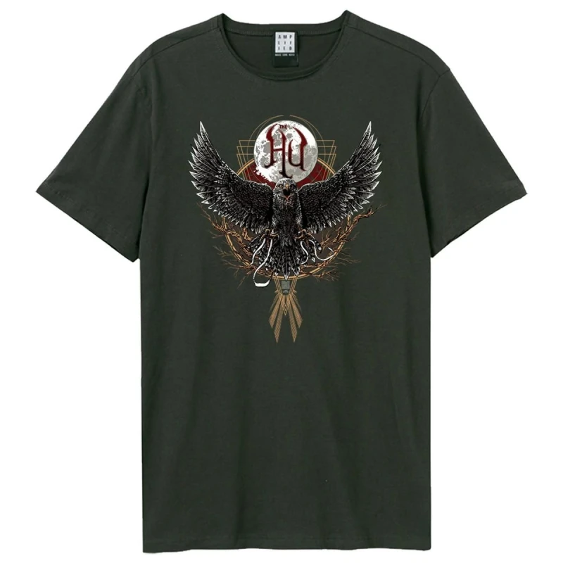 Image of Amplified Mens Hawk Moon The Hu T-Shirt in Charcoal Size: Large Charcoal Male L