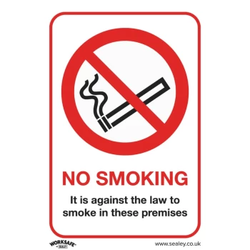 image of Safety Sign - No Smoking (On Premises) - Self-Adhes - Pack of 10