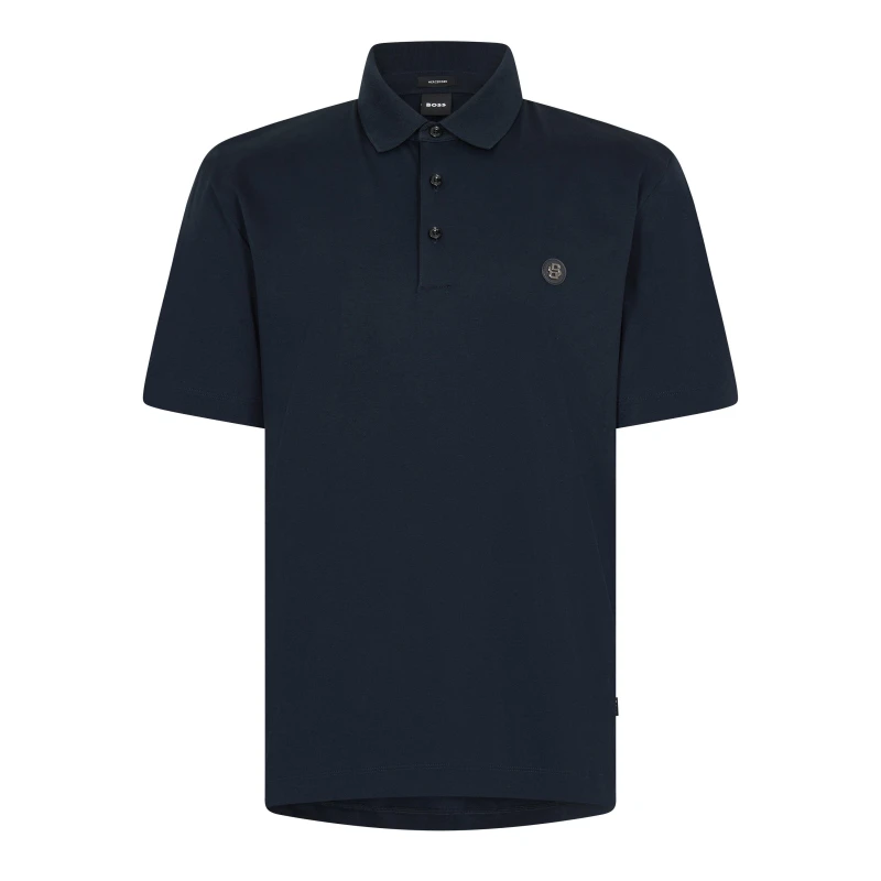 Image of Boss Mens Parris Cotton Short Sleeve Polo Shirt Dark Blue male Small