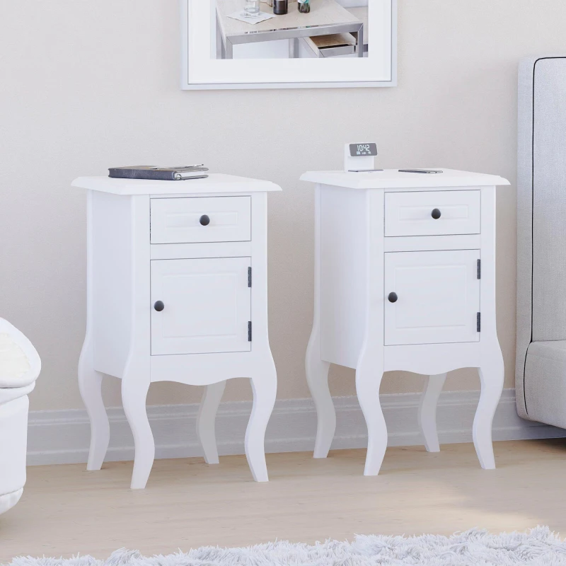 Image of Lassic Nishano 1 Drawer 1 Door Bedside Cabinet Set of 2 White unisex One Size