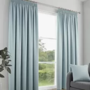 image of Fusion Galaxy Plain Dyed Triple Woven Thermal Pencil Pleat Lined Curtains, Duck Egg, 66 x 72 Inch