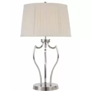 image of Loops - Table Lamp Ivory Shade Highly Polished Nickel Finish LED E27 60W Bulb