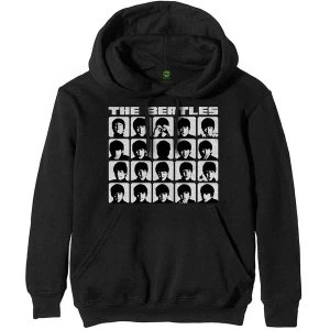 image of The Beatles - Hard Days Night Faces Mono Unisex Large Pullover Hoodie - Black