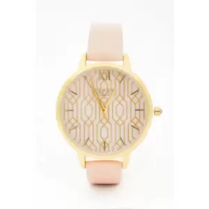 image of Lipsy Nude Strap Watch with Gold Pattern Dial