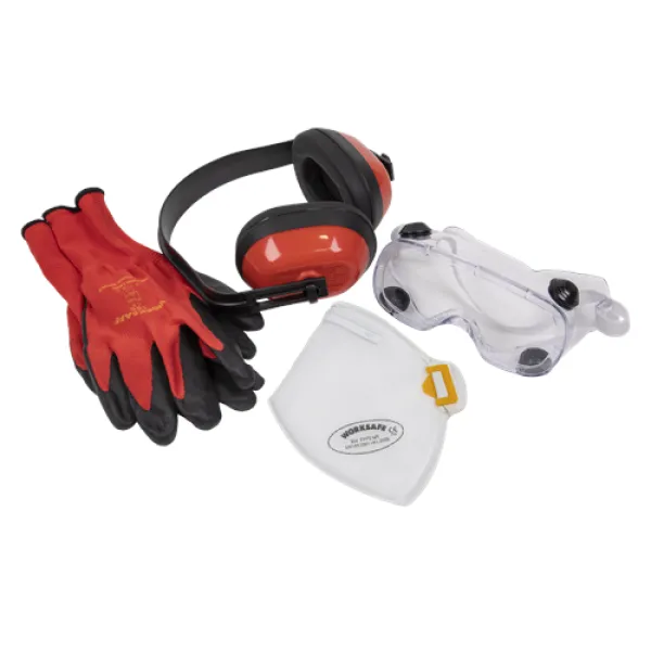 image of Worksafe Flexi Grip Gloves, FFP2 Mask, Goggles & Ear Defenders