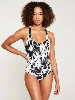Image of Speedo Sculpture Aurasheen Printed Swimsuit - Black/White